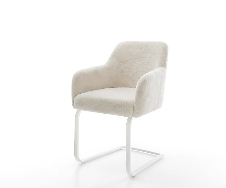 Freischwinger Greg-Flex Plüsch Creme-Weiß Freischwinger flach Weiß Taschenf günstig online kaufen