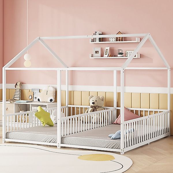 Merax Kinderbett (Eisenrahmen, 1-tlg., Jugendbett Hausbett günstig online kaufen