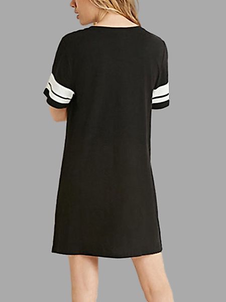 Schwarze Rundhals-T-Shirts mit kurzen Ärmeln Kleid günstig online kaufen