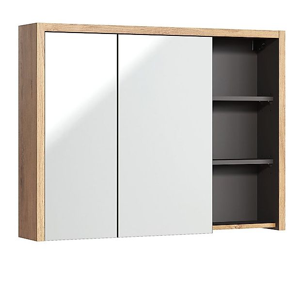 Lomadox Spiegelschrank DANZIG-56 Badezimmer 100 cm in Shetland Eiche Nb. mi günstig online kaufen