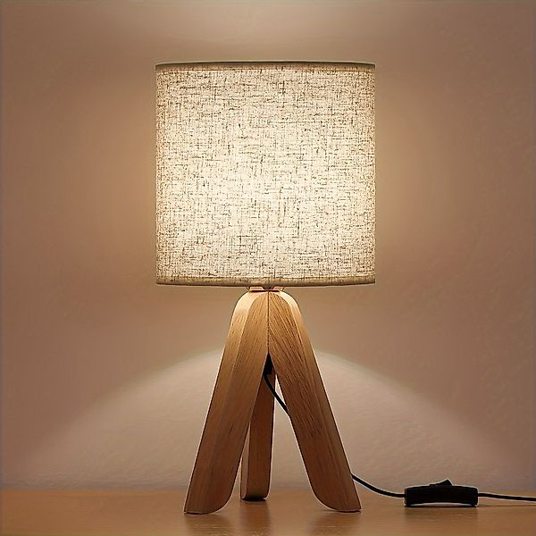 JDONG Nachttischlampe aus Holz, Stativ Tischlampe günstig online kaufen