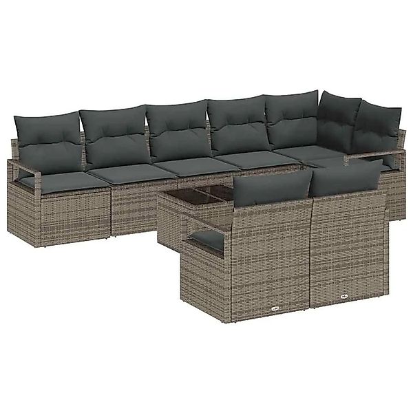vidaXL Gartensofa-Set mit Kissen 9 Stk Hellgrau Poly-Rattan 3355108 günstig online kaufen