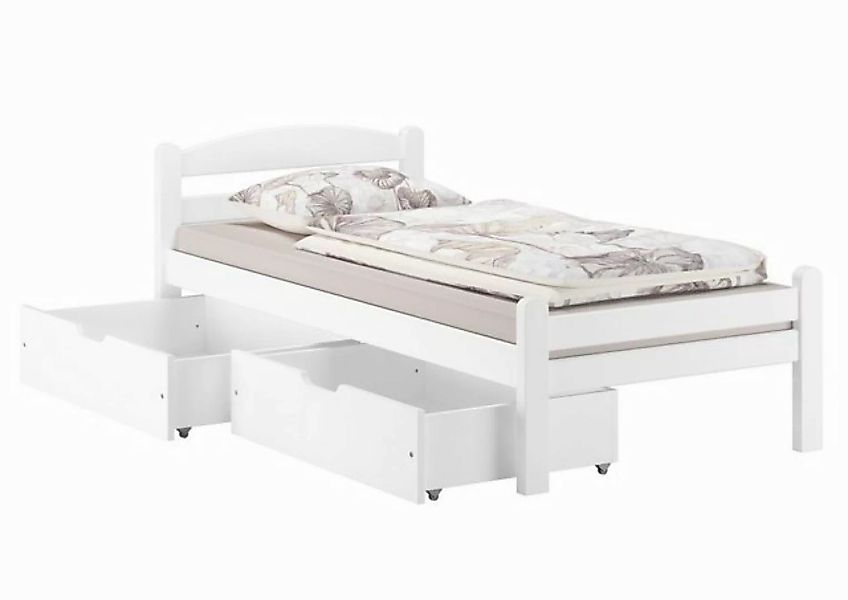 ERST-HOLZ Bett Einzelbett Gästebett massiv Buche weiß 90x200, Buchenholzwas günstig online kaufen