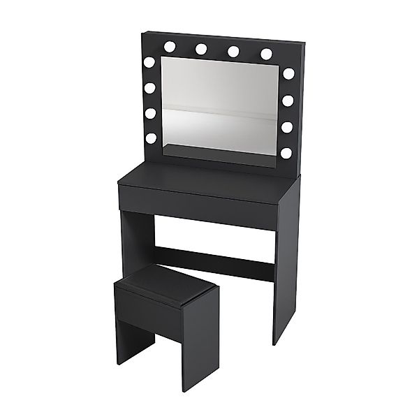 SONNI Schminktisch Schwarz/Weiß, mit LED-Beleuchtung, 80x40x140cm,3 günstig online kaufen