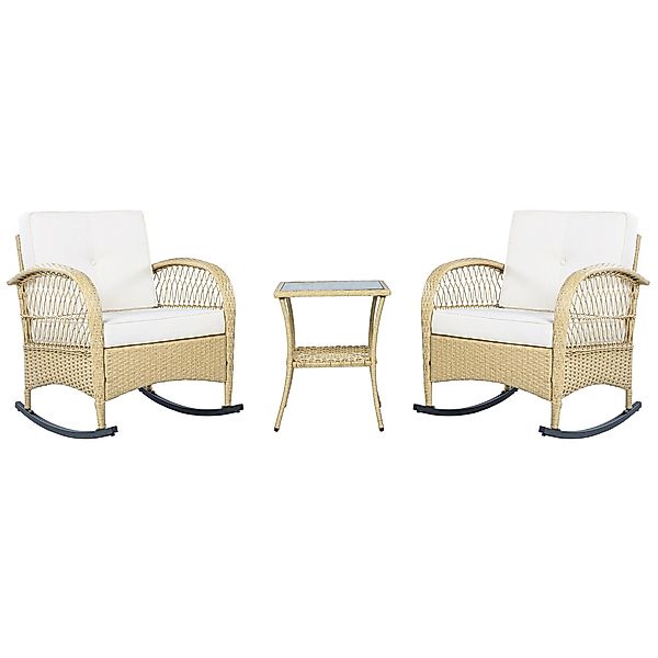 Rattan-Balkongarnitur (3-teilig), 2 bequeme Schaukelstühle mit hoher Rücken günstig online kaufen