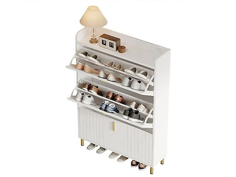 SeedWave Schuhschrank mit 3 Klappen für 18 Paar Schuhe, offene Ablage, Kipp günstig online kaufen