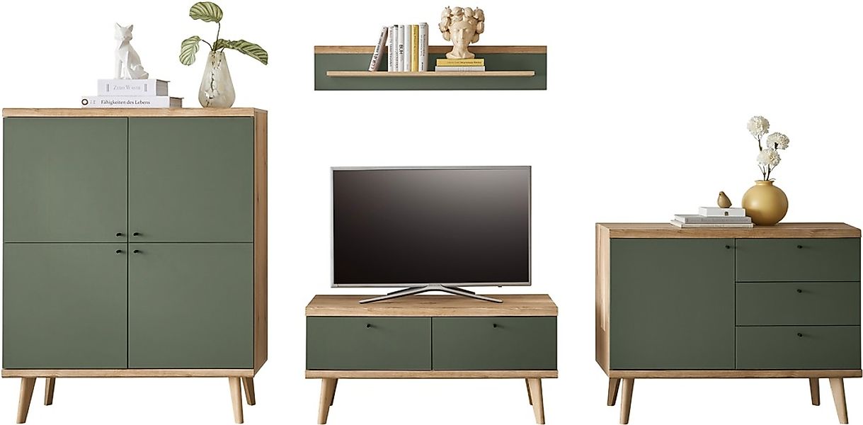 INOSIGN Wohnwand "MAVAS", (Set, 4 St.), in moderner Trendfarbe, Griffe aus günstig online kaufen