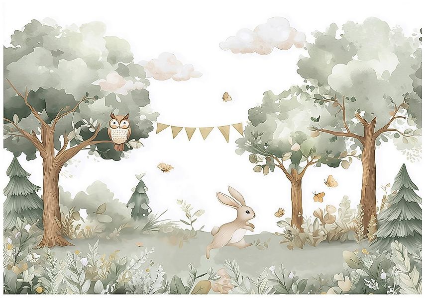 Wallarena Fototapete Kinderzimmer Tiere Kaninchen Kinder Vlies Tapete Wandt günstig online kaufen