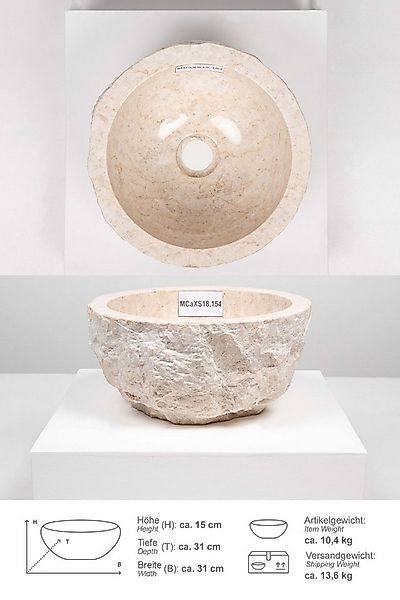 wohnfreuden Aufsatzwaschbecken Erosi Marmor Waschbecken 30 cm creme (Kein S günstig online kaufen