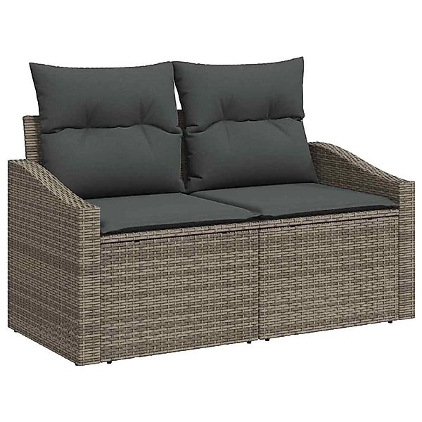 vidaXL 7-Teiliges Gartensofa-Set mit Kissen Grau Poly Rattan Akazie 3347783 günstig online kaufen