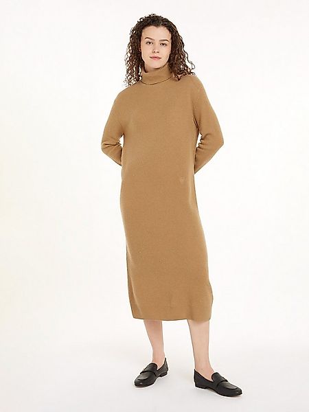 Tommy Hilfiger Strickkleid WOOL CASH ROLL-NK LONG DRESS mit Logostickerei, günstig online kaufen