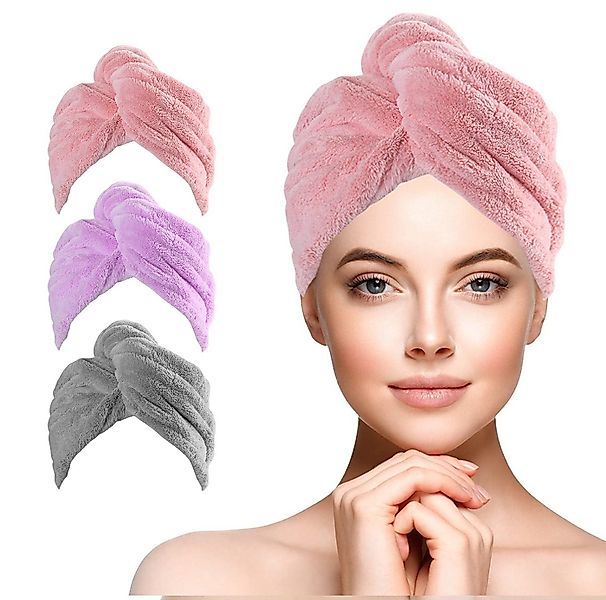 Coonoor Turban-Handtuch 3 Stück Mikrofaser Handtuch Haare Haarturban mit Kn günstig online kaufen