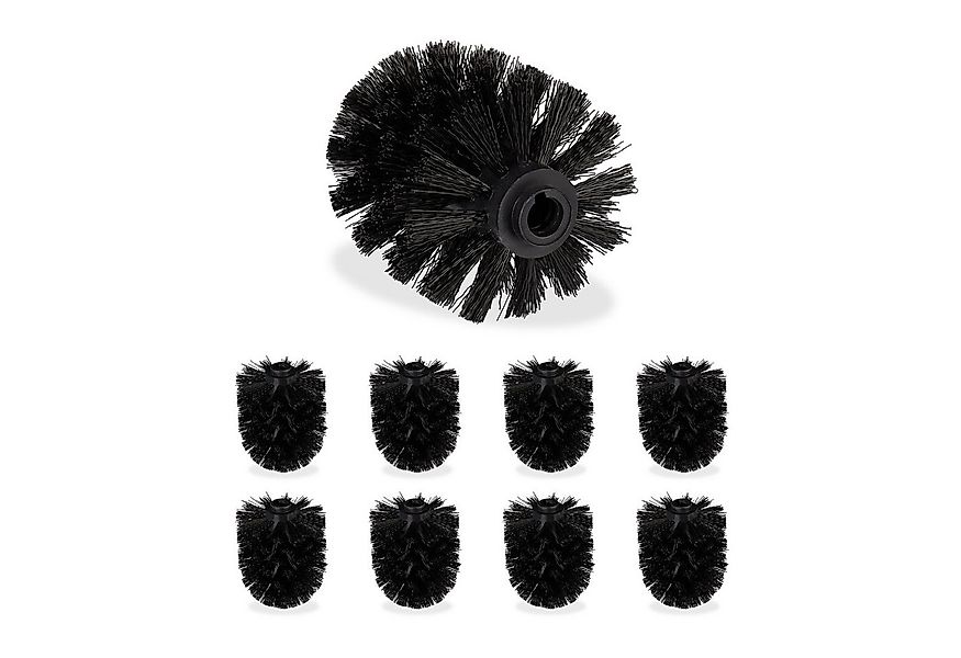 relaxdays Toilettenpapierhalter Klobürste Ersatzbürstenkopf 9er Set, schwar günstig online kaufen