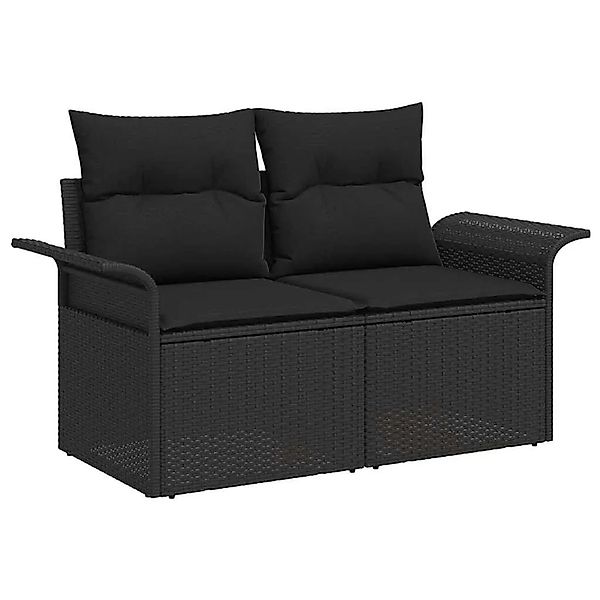 vidaXL Gartensofa mit Kissen Schwarz 141 x 62 x 69cm Poly-Rattan 42006711 günstig online kaufen