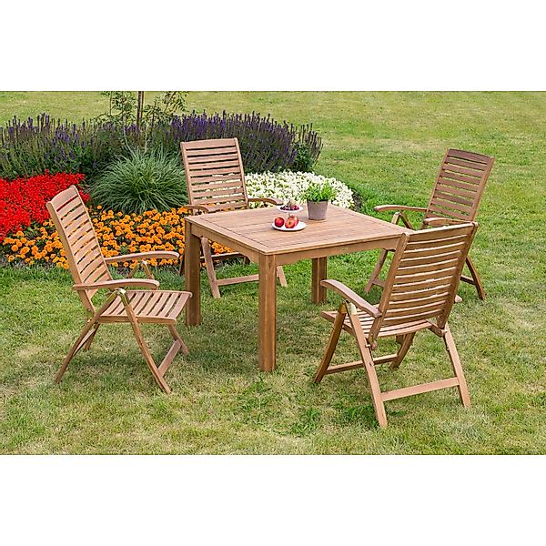 Gartenmöbel-Set Paraiba 5-tlg. Braun inkl. Tisch 110 cm x 110 cm günstig online kaufen