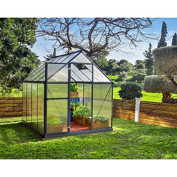 Palram - Canopia Gewächshaus Grau 4,6 m² inkl. Fundamentrahmen günstig online kaufen