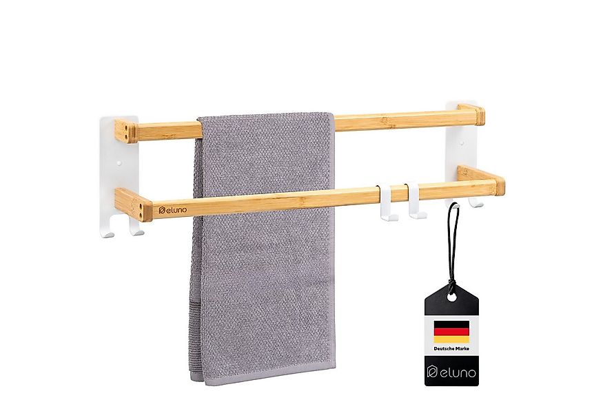 eluno Handtuchständer aus weißem Metall und Bambus günstig online kaufen