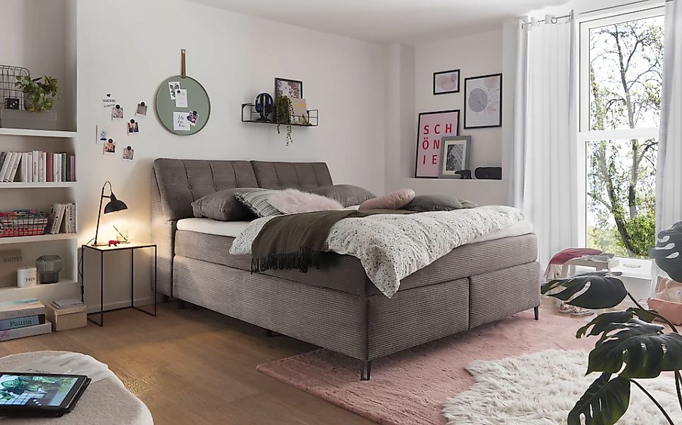 set one by Musterring Boxspringbett "Fairfield", Kopfteil in Kassenoptik, M günstig online kaufen