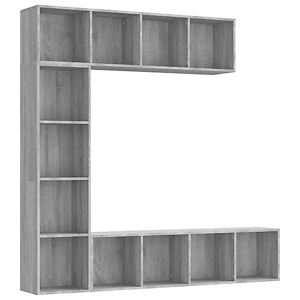 vidaXL Bücherregal 3-tlg. Bücherregal-/TV-Schrank-Set Grau Sonoma günstig online kaufen