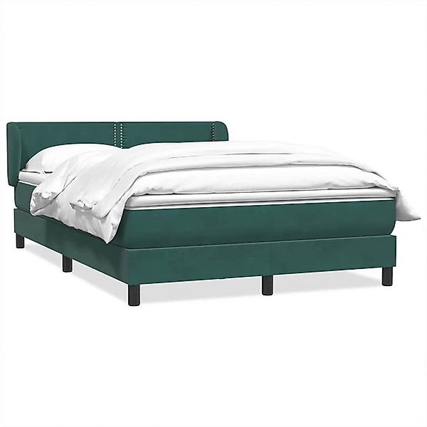 vidaXL Boxspringbett, Boxspringbett mit Matratze Dunkelgrün 140x210 cm Samt günstig online kaufen