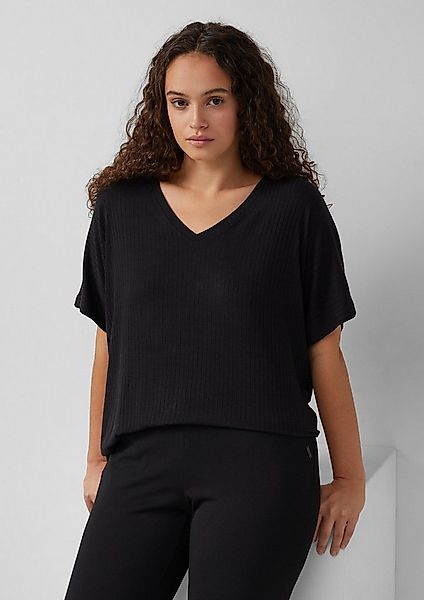 QS Kurzarmshirt T-Shirt Oversize-Shirt mit Rippstruktur günstig online kaufen
