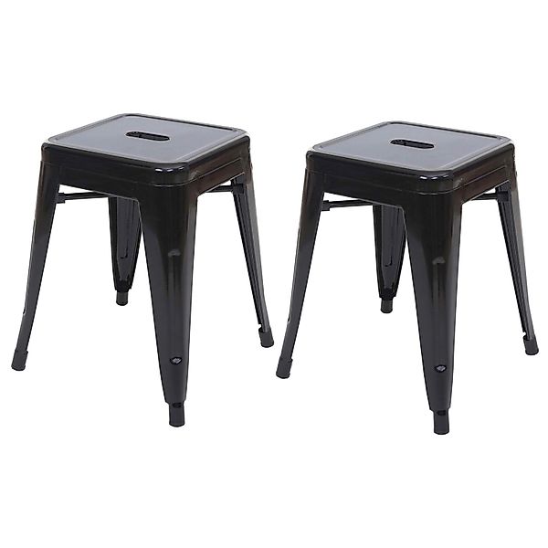 PROREGAL 2er-Set Hocker Sitzhöhe 46cm Metall Industriedesign Stapelbar Schw günstig online kaufen