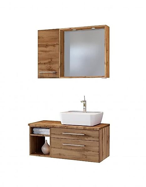 Waschtisch-Set 90 -B- Becken rechts Davos von Held Möbel Wotan Eiche günstig online kaufen