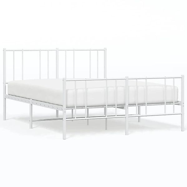vidaXL Bettgestell mit Kopf- und Fußteil Metall Weiß 135x190 cm 352546 günstig online kaufen