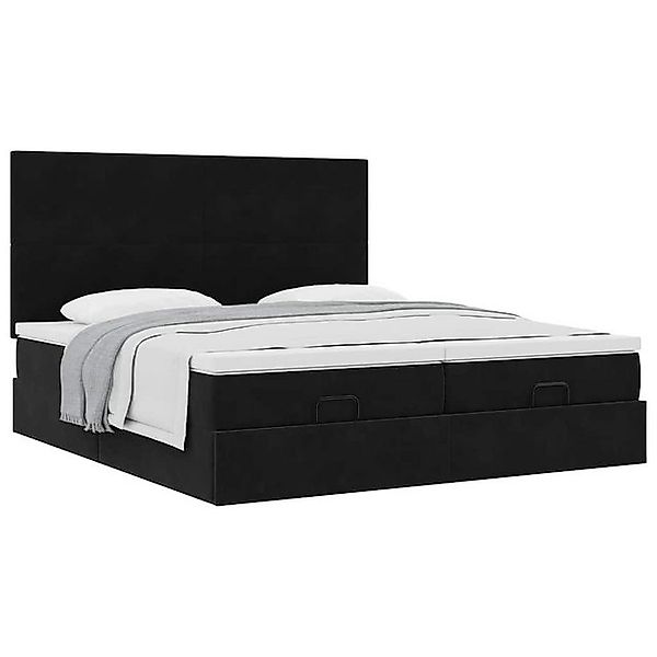 vidaXL Bett, Ottoman-Bett mit Matratzen & LEDs Schwarz 180x200 cm Samt günstig online kaufen