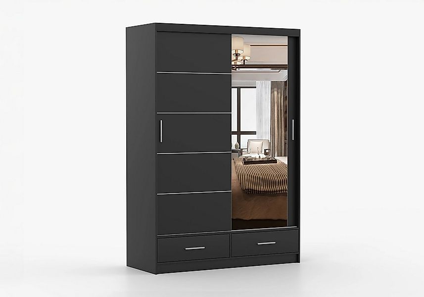 imoebel24 Schwebetürenschrank FLORENCE 150 cm - Schwarz / Schwarz günstig online kaufen