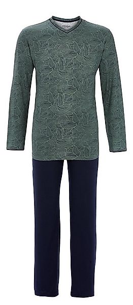 Ringella Pyjama mit V-Ausschnitt und fein gemustertem Oberteil mit Kontrast günstig online kaufen