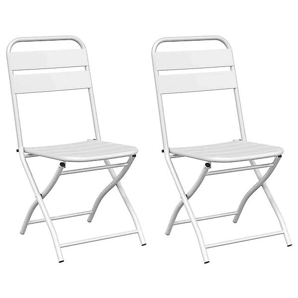 vidaXL Garten Klappstuhl 2 Stk Weiß 55 x 56,5 x 91cm Stahl 42002938 günstig online kaufen
