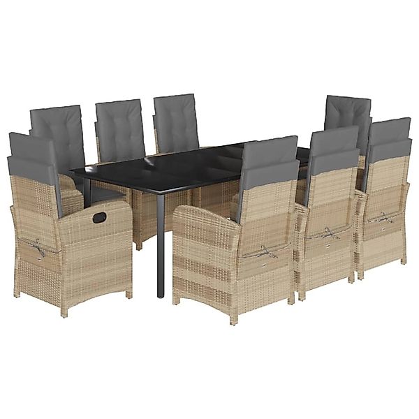 vidaXL 9-Tlg Garten-Essgruppe mit Kissen Beigemischung Poly Rattan 3212408 günstig online kaufen