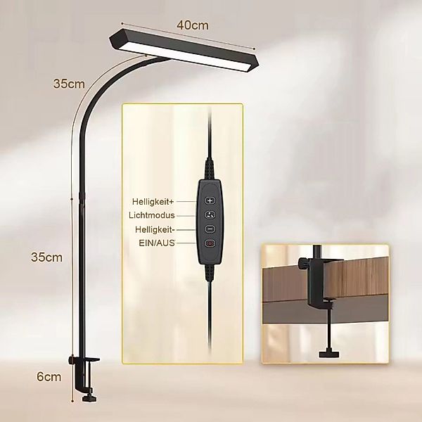MUPOO LED Tischleuchte Schreibtischlampe USB 40cm günstig online kaufen