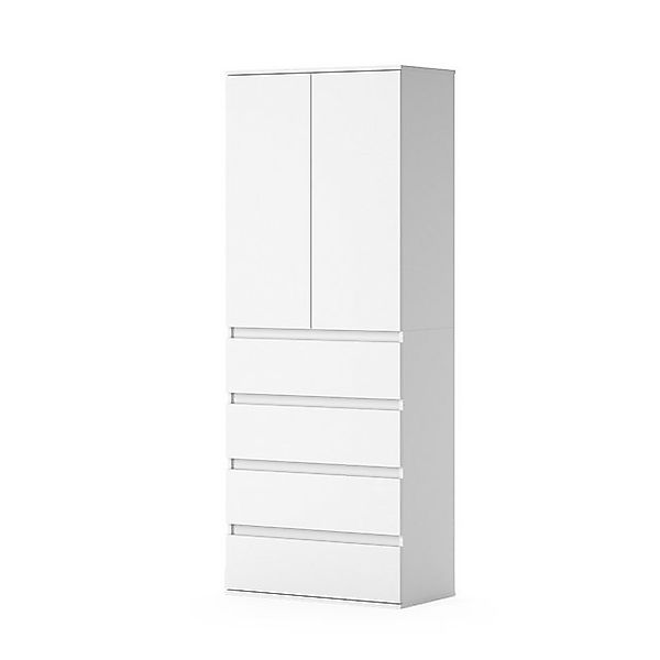 Vicco Kleiderschrank Claus, Weiß, 74 x 191.5 cm mit 4 Schubladen günstig online kaufen