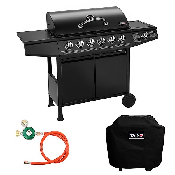 Taino Basic 6+1 Gasgrill Set Haube Regler BBQ Grillwagen Edelstahl Brenner günstig online kaufen