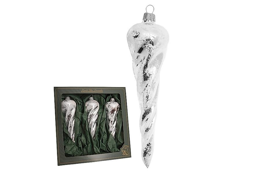 Krebs Glas Lauscha Christbaumschmuck 3er Set Glasanhänger - Eiszapfen in Si günstig online kaufen