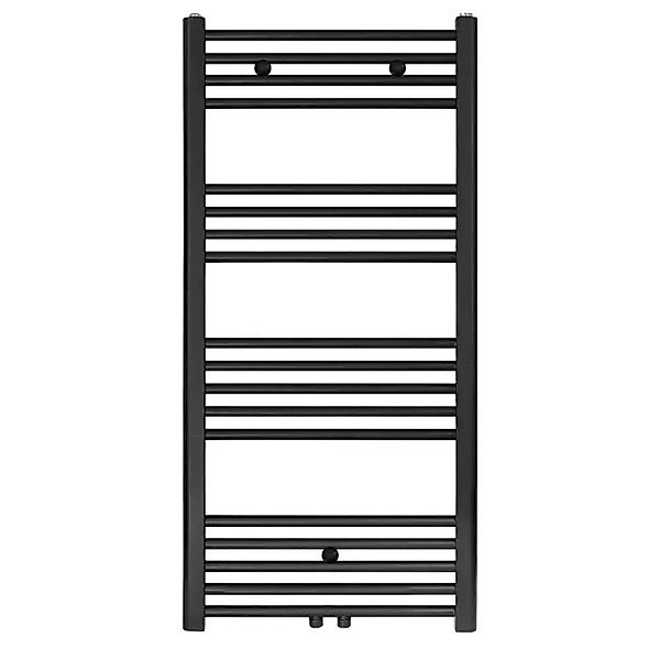 Belrad Badheizkörper Mittelanschluss Schwarz Matt Gebürstet 1200 X 600 HxB günstig online kaufen