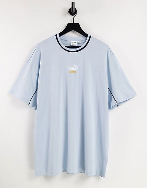 PUMA – Kastiges T-Shirt in Blau im 90er-Stil günstig online kaufen