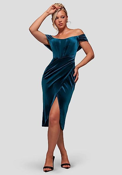 Goddiva Midikleid Draped Shoulder Velvet Corset Midi Dress Knielang, Bodyco günstig online kaufen