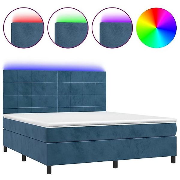 vidaXL Boxspringbett Boxspringbett mit Matratze LED Dunkelblau 160x200 cm S günstig online kaufen