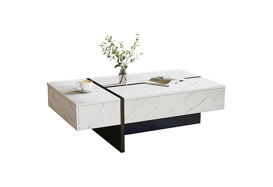 Odikalo Couchtisch Teetisch Marmormuster Unregelmäßiges Hochglanz Tischplat günstig online kaufen