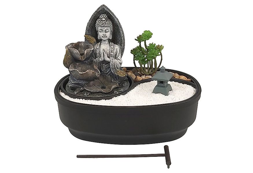 Lemodo Zimmerbrunnen Tischbrunnen mit Zen-Garten, Pumpe mit LED-Beleuchtung günstig online kaufen