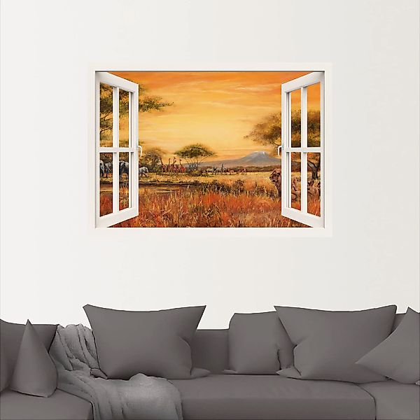 Artland Wandfolie »Afrikanische Steppe Löwen, weiß«, Fensterblick, (1 St.), günstig online kaufen