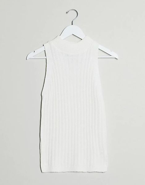 I Saw It First – Geripptes, gestricktes Trägershirt in Weiß günstig online kaufen