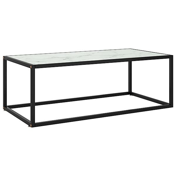 vidaXL Couchtisch Schwarz mit Weißem Glas in Marmor-Optik 100x50x35 cm 3228 günstig online kaufen