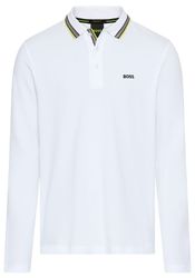 BOSS GREEN Langarm-Poloshirt "Plisy" mit Streifen am Kragen günstig online kaufen