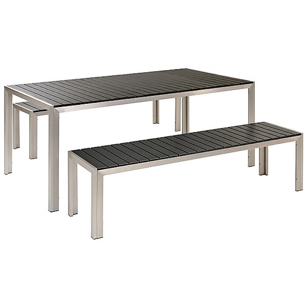 Beliani Gartentisch Set NARDO Schwarz Silber günstig online kaufen