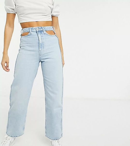 Weekday – Lasso – Mom-Jeans in frischem Blau mit Zierausschnitt günstig online kaufen