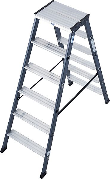 KRAUSE Doppelleiter "SePro D" Alu eloxiert, 2x6 Stufen, Arbeitshöe ca. 285 günstig online kaufen